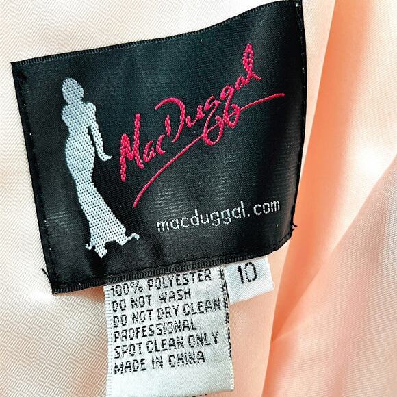 Mac Duggal Chiffon Embellished Sequin Asymmetric Ruffle Long Dress Pink 10 NWT - Picture 14 of 16